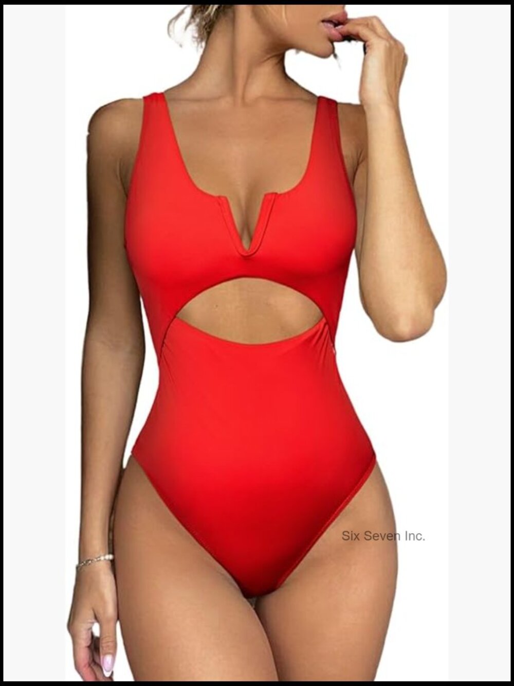 Women's V-Neck High Cut Monokini Push Up Swimsuit Tummy Control One Piece